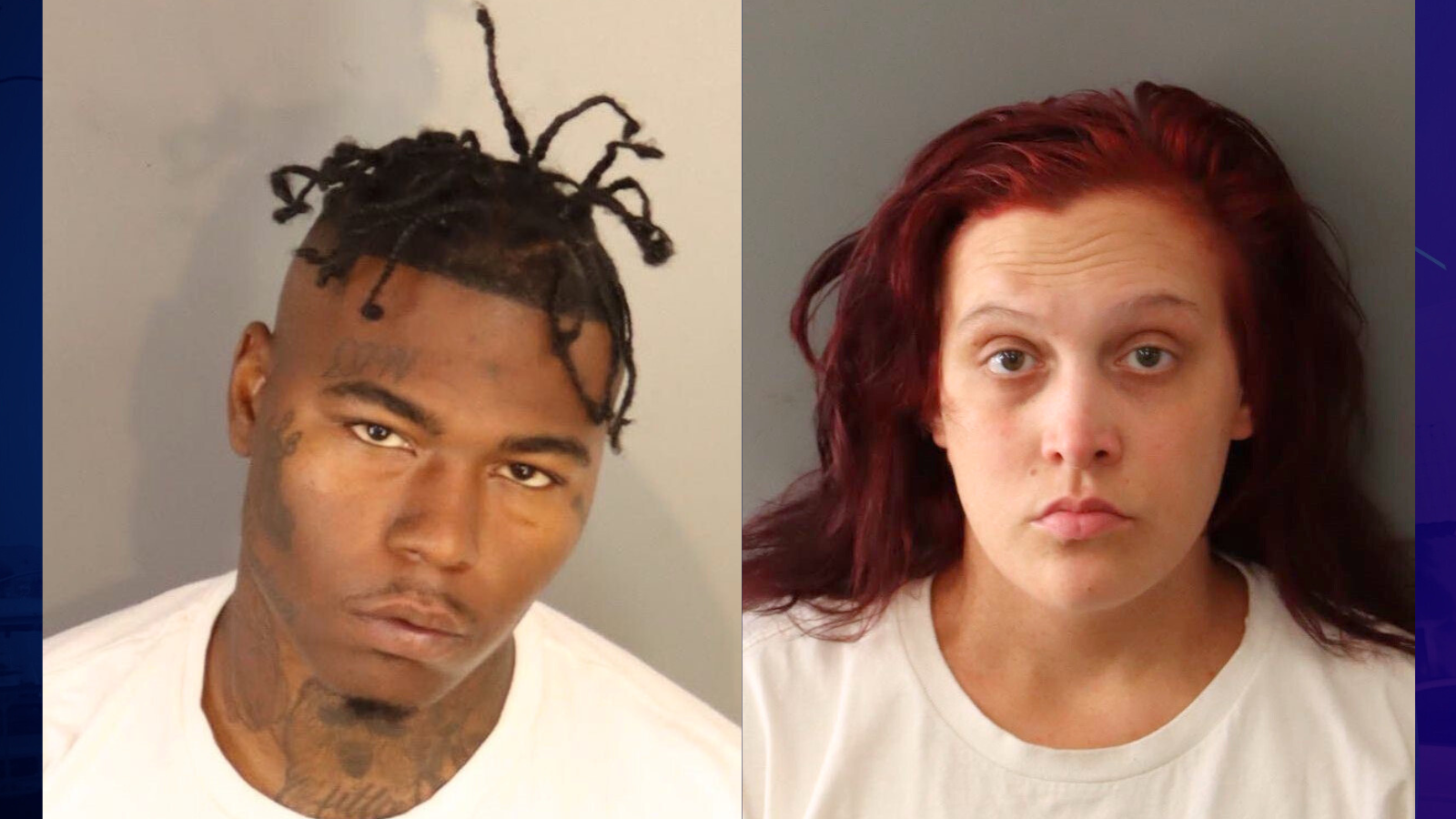 Michael Jay Johnson, 28, and Bonnie Edney Fingerson, 23, are seen in booking photos from the Riverside Police Department.
