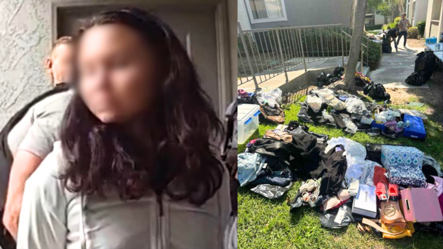 Police provided a blurred photo of Ekaterina Zharkova, 40, of Lake Forest, who was arrested after officers found over $100,000 worth of stolen retail items in her Orange County home on Aug. 13, 2025. (Irvine Police Department)