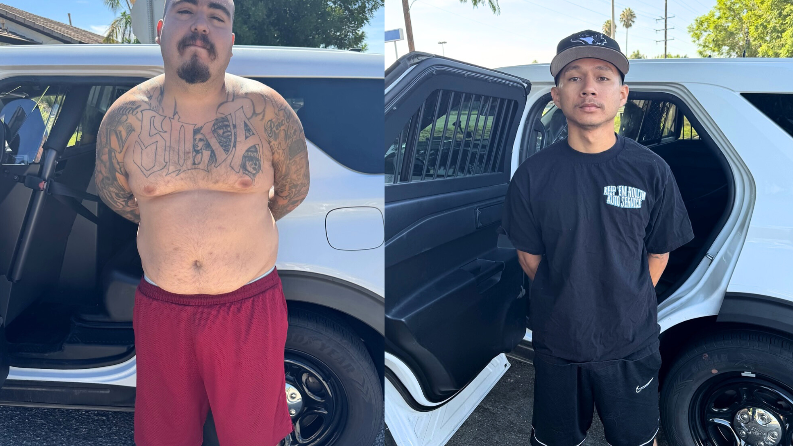 From left: The suspects were identified as Humberto Silva, 24, of Colton, and Michael Razo, 22, of Highland. (Fontana Police Department)