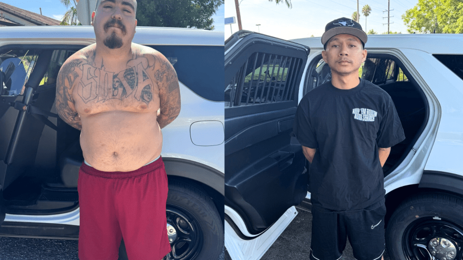 From left: The suspects were identified as Humberto Silva, 24, of Colton, and Michael Razo, 22, of Highland. (Fontana Police Department)