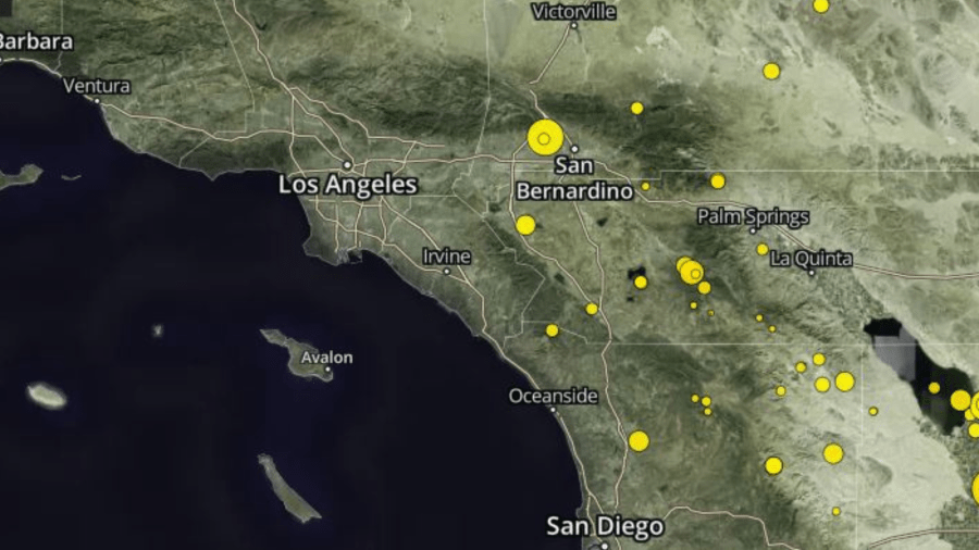 A preliminary 3.5 magnitude earthquake struck the Rialto area in San Bernardino County on Aug. 5, 2025. (KTLA)