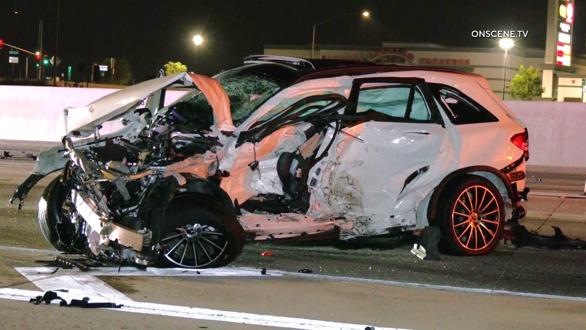 One person was killed in a four vehicle crash that shut down the 15 Freeway in Jurupa Valley in Riverside County on Aug. 30, 2025. (OnScene.TV)
