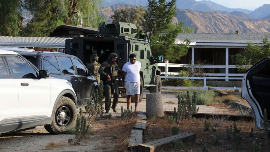 Jake Haro was arrested on suspicion of murder in connection with the disappearance of his 7-month-old son, Emmanuel Haro. Authorities surrdounded his Cabazon home on Aug. 22, 2025. (San Bernardino County Sheriff's Department)