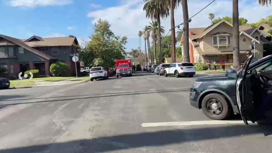 A suspect was taken into custody after an hours-long SWAT standoff following a deadly shooting in the Jefferson Park neighborhood of South Los Angeles on Aug. 23, 2025. (Citizen)