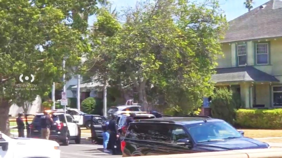 A suspect was taken into custody after an hours-long SWAT standoff following a deadly shooting in the Jefferson Park neighborhood of South Los Angeles on Aug. 23, 2025. (Citizen)