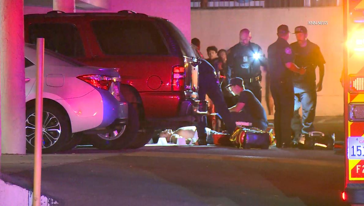 Two people were hospitalized following a shooting at an apartment complex in Pomona on Aug. 14, 2025. (KNN)
