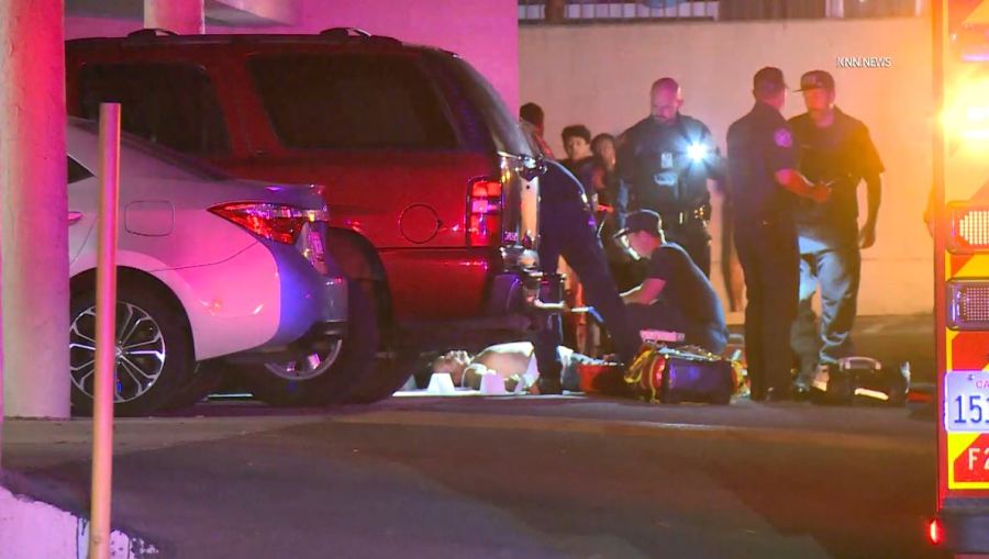 Two people were hospitalized following a shooting at an apartment complex in Pomona on Aug. 14, 2025. (KNN)