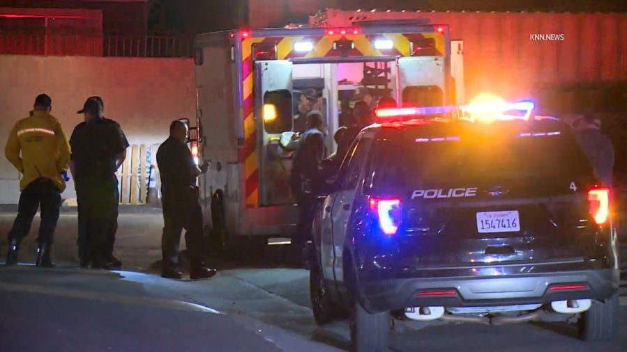 Two people were hospitalized following a shooting at an apartment complex in Pomona on Aug. 14, 2025. (KNN)