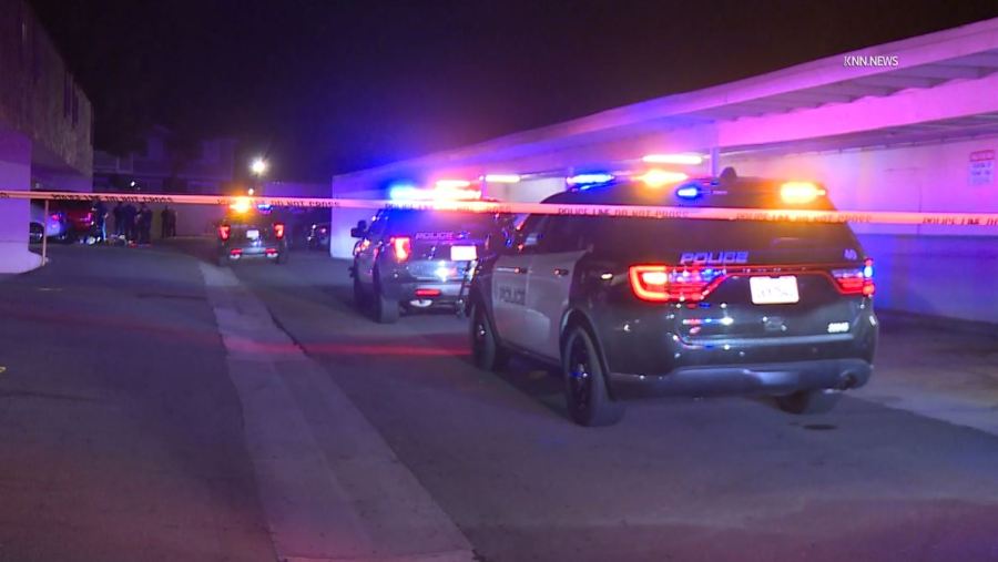 Two people were hospitalized following a shooting at an apartment complex in Pomona on Aug. 14, 2025. (KNN)