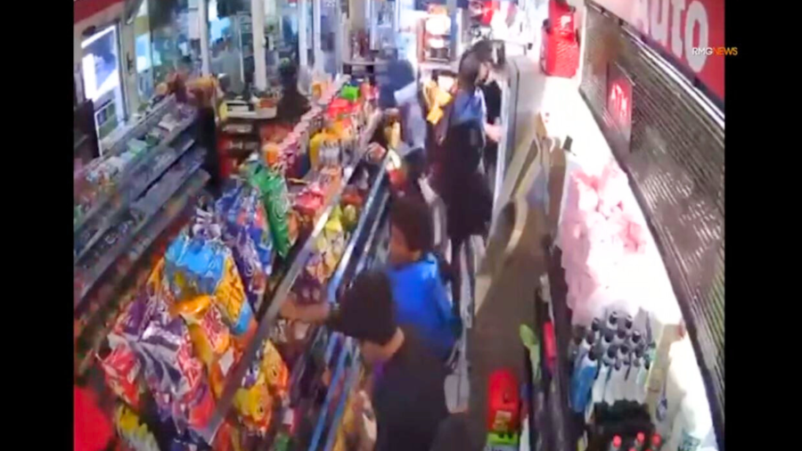 Surveillance video captured a mob of bicyclists ransacking a Chevron gas station convenience store in L.A.’s Lincoln Heights neighborhood on July 31, 2025. (RMG)