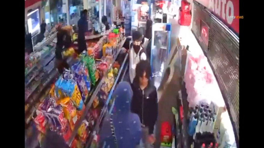 Surveillance video captured a mob of bicyclists ransacking a Chevron gas station convenience store in L.A.’s Lincoln Heights neighborhood on July 31, 2025. (RMG)