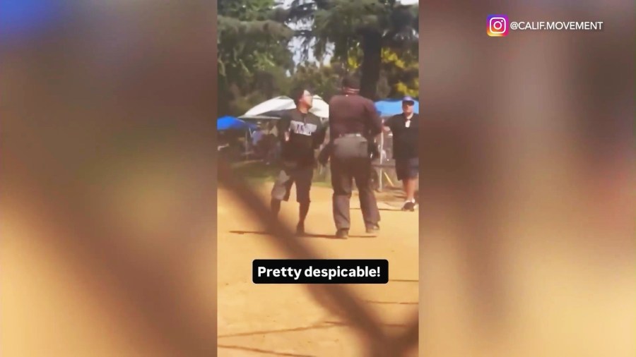 A violent brawl broke out between an umpire and an assistant coach during a youth baseball game in Rosemead as children and families were watching on Aug. 24, 2025. (@calif.movement)