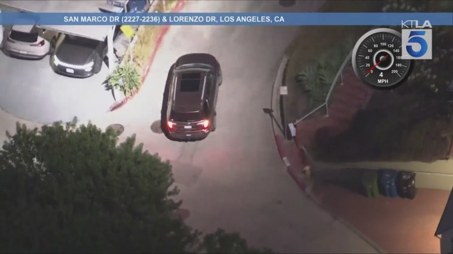 A male suspect in a stolen SUV led officers on a high-speed chase through several L.A. cities on Aug. 12, 2025. (KTLA)