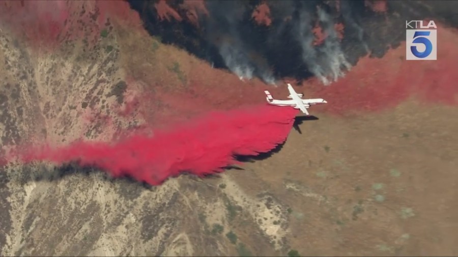 Evacuation orders were issued near Piru in Ventura County due to a fast-moving brush fire on Aug. 7, 2025. (KTLA)