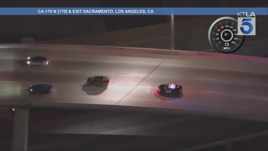 A male suspect in a stolen SUV led officers on a high-speed chase through several L.A. cities on Aug. 12, 2025. (KTLA)