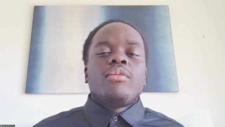 Michael Robsinon, 18, speaks with KTLA on Aug. 5, 2025, after he said he was violently assaulted by a group of juveniles in a racially-motivated attack outside a Simi Valley movie theater. (KTLA)