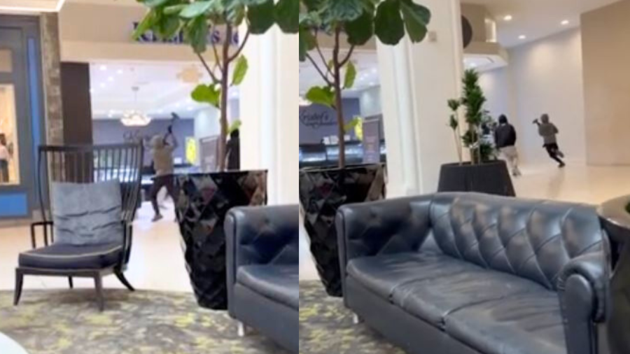 A group of smash-and-grab robbers ransacked a jewelry store at a Sherman Oaks mall before fleeing the scene in a getaway car on Sept. 3, 2025.