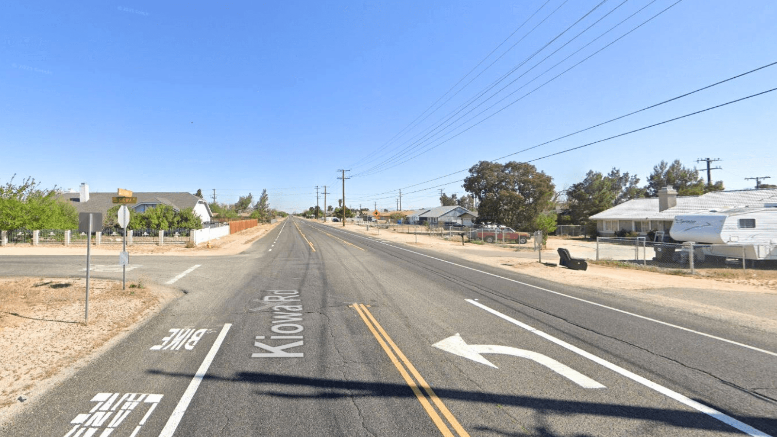One person was killed and another was hospitalized after a suspected DUI driver crashed into their car near Kiowa Road and Kiowa Place in Apple Valley. (Google Maps)