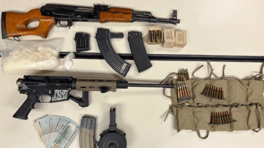 Eight suspects were arrested after authorities discovered $1.4 million worth of stolen merchandise and several firearms in Los Angeles on Sept. 10, 2025. (Los Angeles County Sheriff's Department)