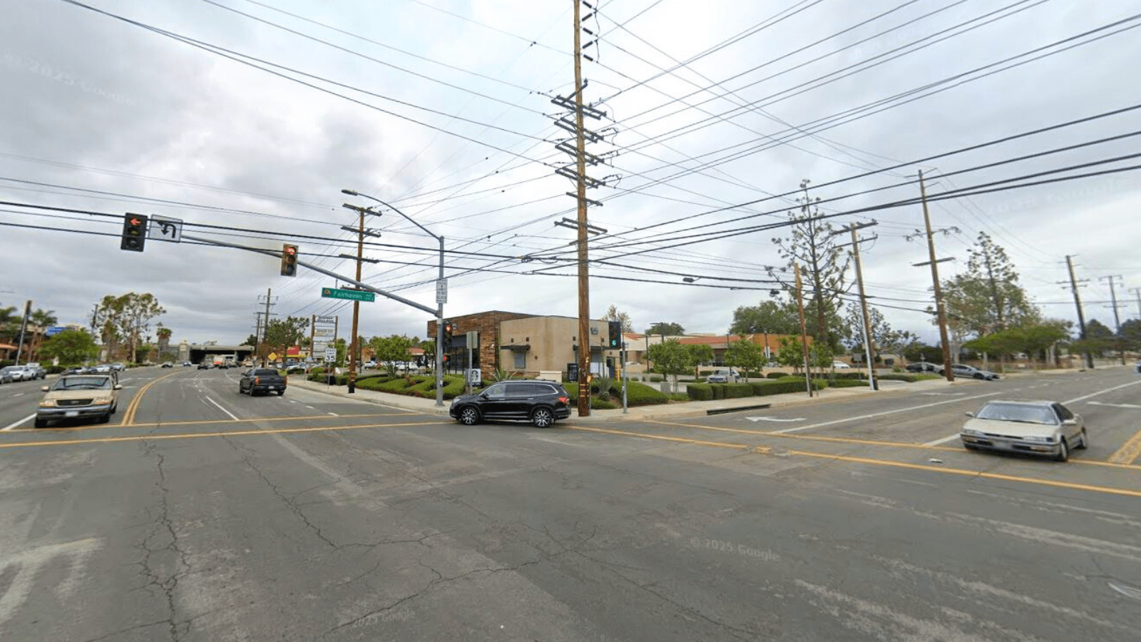 The intersection of Grand Avenue and Fairhaven Avenue in Santa Ana, near the location where a bicyclist was struck and killed by a suspected DUI driver on Aug. 27, 2025. (Google Maps)