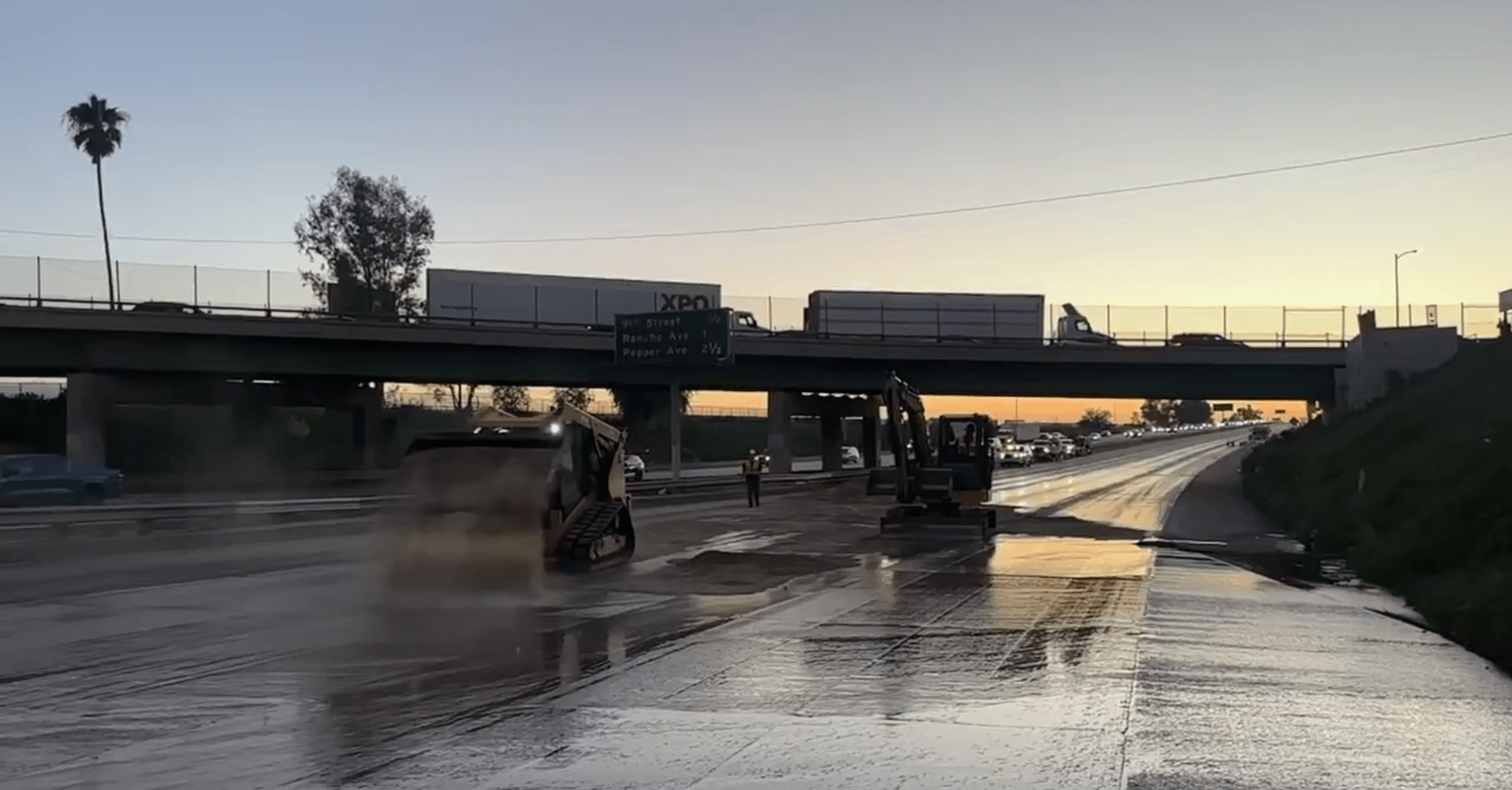 Freeway cooking oil spill