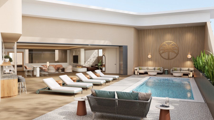 Renderings show the interiors of the new Los Angeles Sparks practice facility in El Segundo, expected to open in 2027. (Los Angeles Sparks)