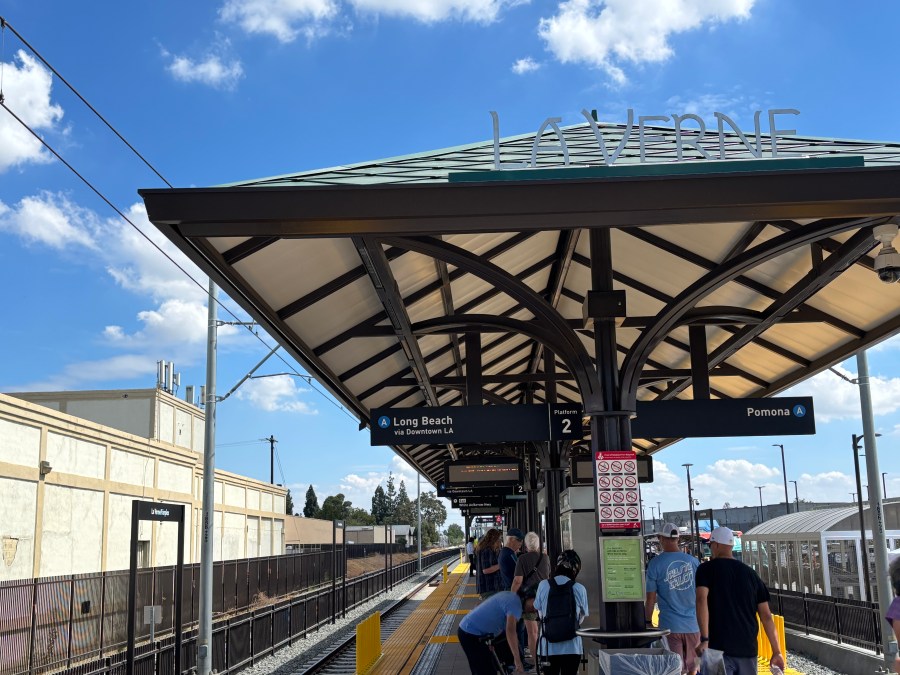 The new La Verne/Fairplex Station along the Metro A Line is seen on Sept. 19, 2025. (Travis Schlepp/KTLA)