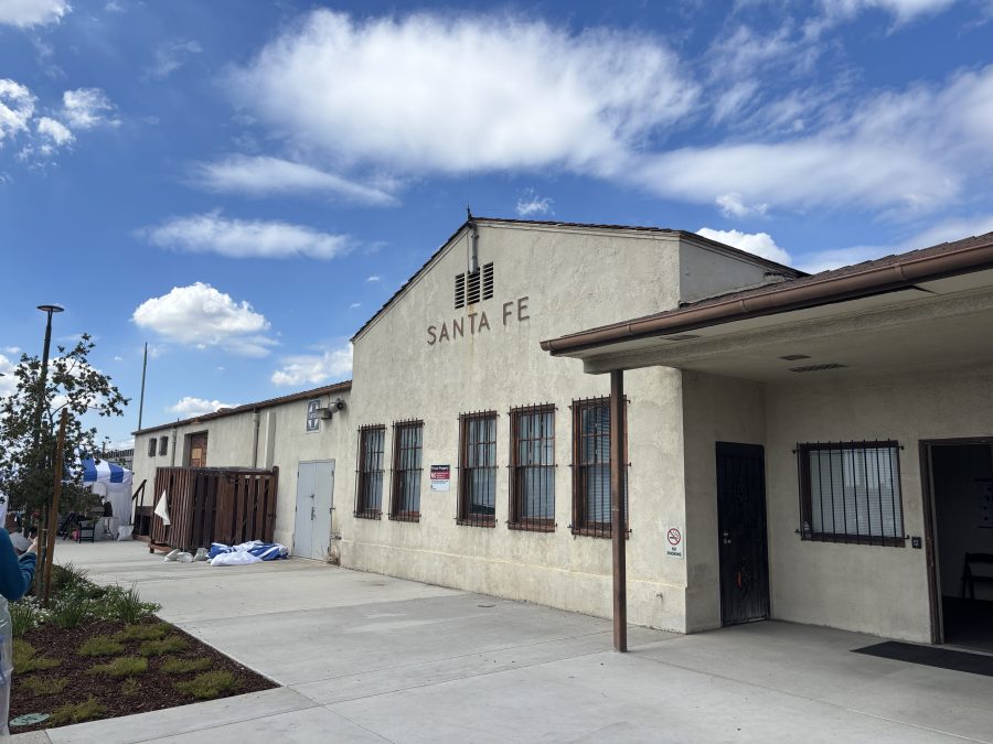 The former Santa Fe depot is seen at the Pomona North Station along the Metro A Line on Sept. 19, 2025. (Travis Schlepp/KTLA)