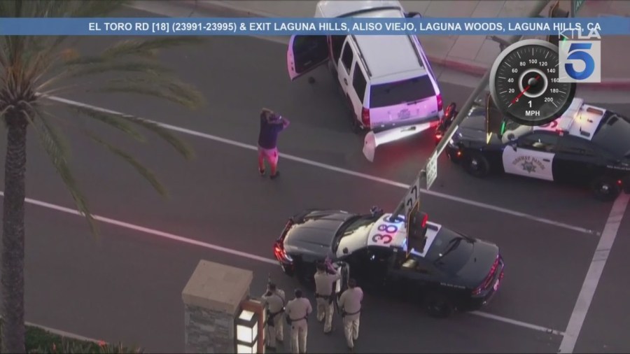 A carjacking suspect was arrested after leading Los Angeles County sheriff's deputies in a high-speed chase through L.A. and Orange counties on Sept. 12, 2025. (KTLA)