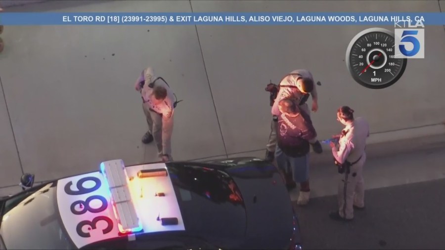 A carjacking suspect was arrested after leading Los Angeles County sheriff's deputies in a high-speed chase through L.A. and Orange counties on Sept. 12, 2025. (KTLA)