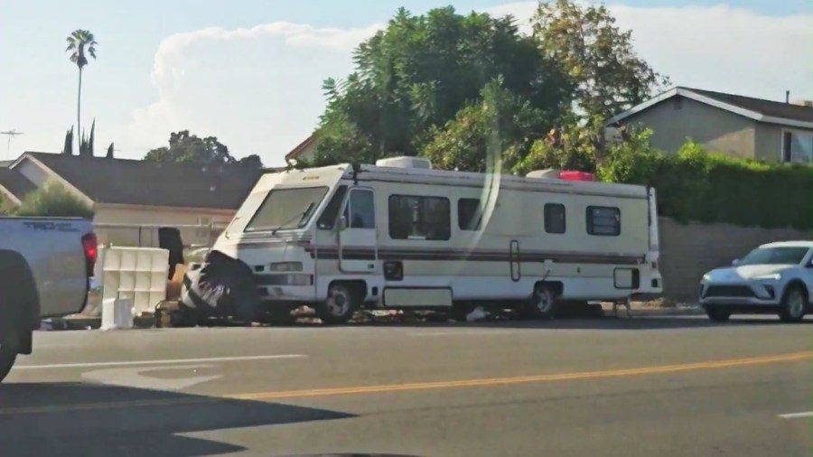 Residents in a Winnetka said a growing number of people living in RVs have taken over the streets, escalating concerns over crime and possible drug activity. (KTLA)