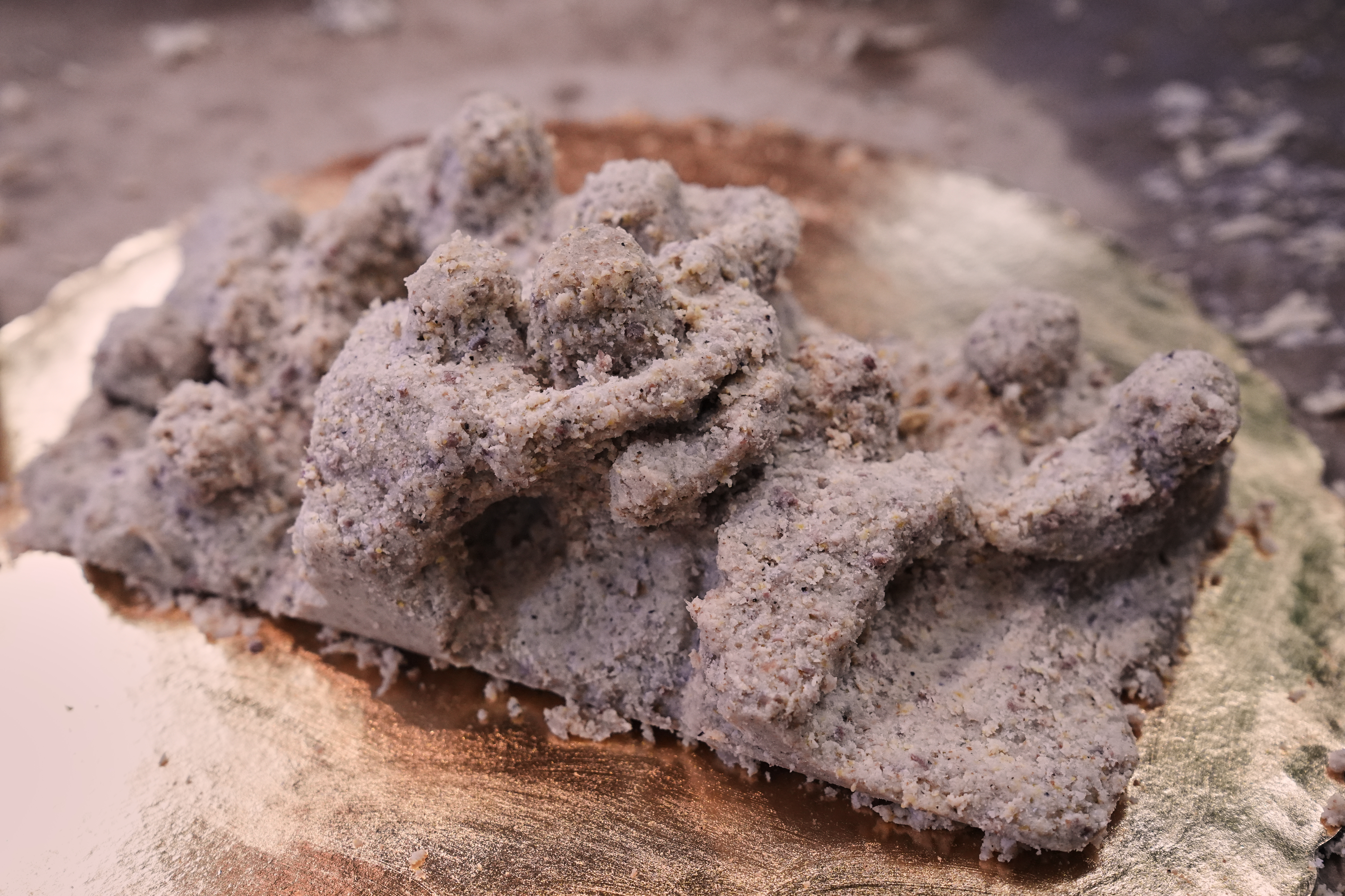 Shown is Patrick Moser's entry "Mush Push" during the Scrapple Sculpting Contest at the Reading Terminal Market in Philadelphia, Friday, Oct. 10, 2025. (AP Photo/Matt Rourke)