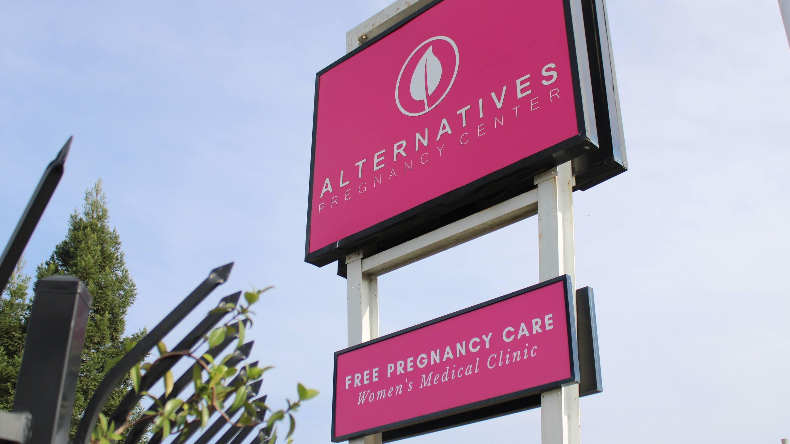 A sign for the Alternatives Pregnancy Center in Sacramento, Calif., is seen on Friday, Oct. 24, 2025. (AP Photo/Sophie Austin)