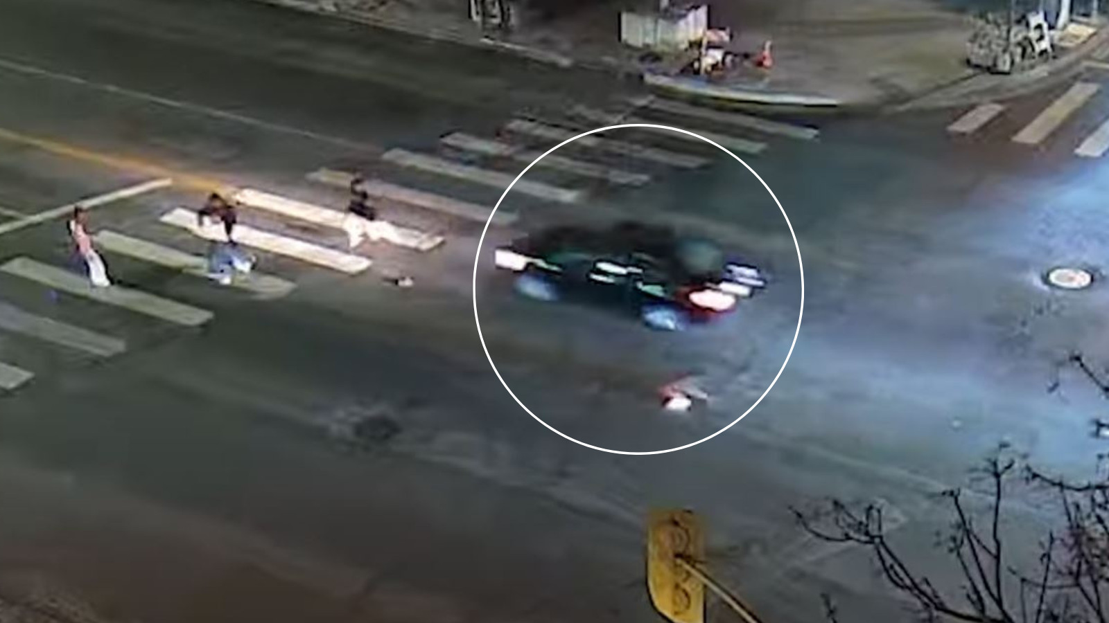 Surveillance video captured the speeding driver striking a pedestrian who was using a crosswalk near the campus of USC on Oct. 1, 2025. (Los Angeles Police Department)