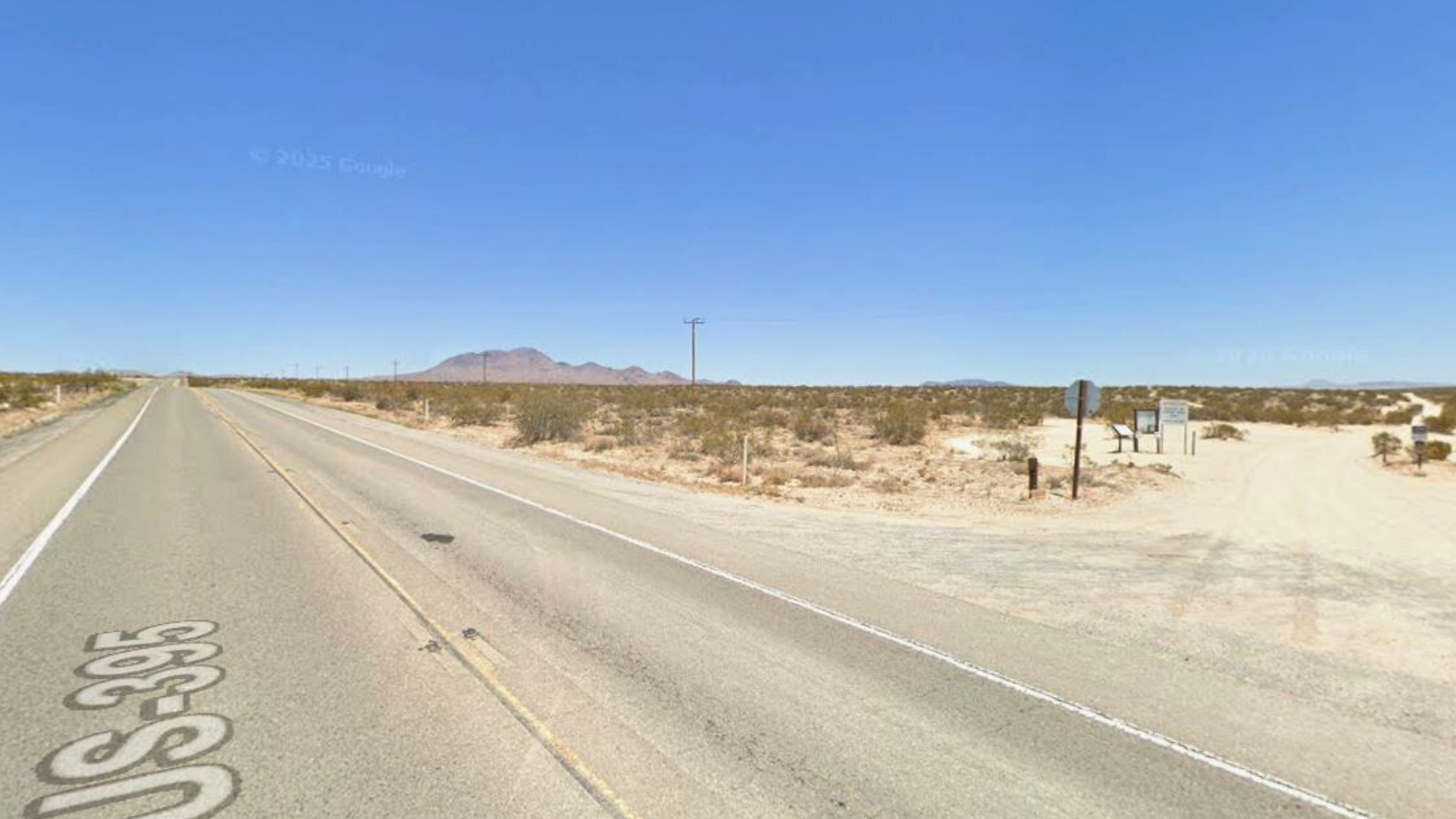 An investigation is underway after a body was found inside a burning travel trailer near Cuddeback and Wolfram Roads in the Red Mountain area of San Bernardino County. (Google Maps)