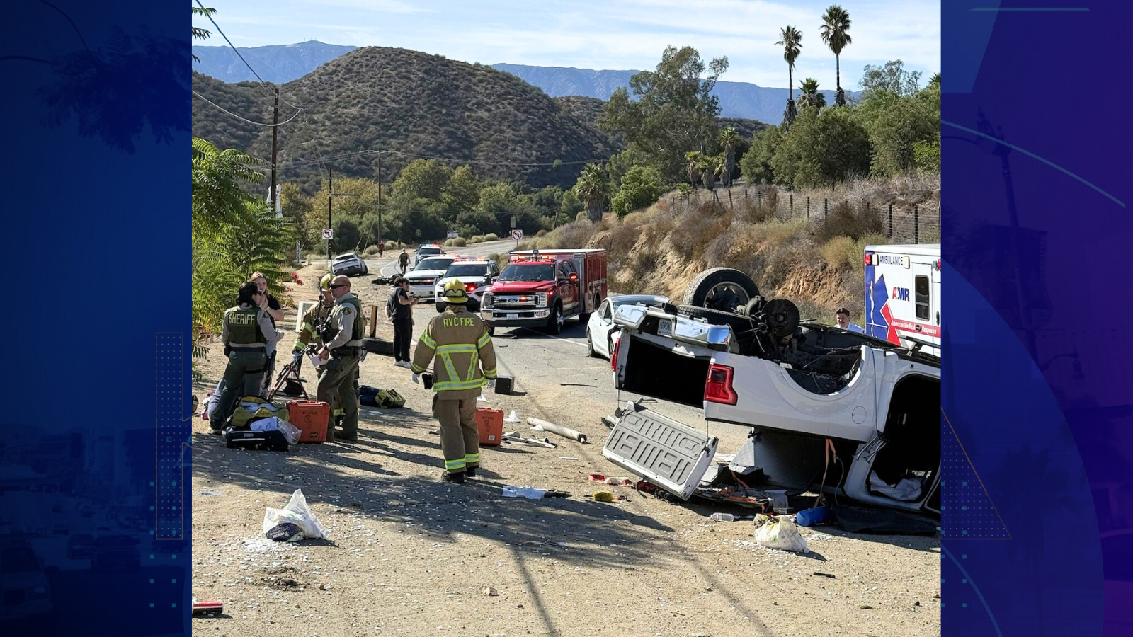 Six people were hospitalized after a five-vehicle crash in Wildomar in Riverside County on Oct. 25, 2025. (CAL FIRE/Riverside County Fire Department)