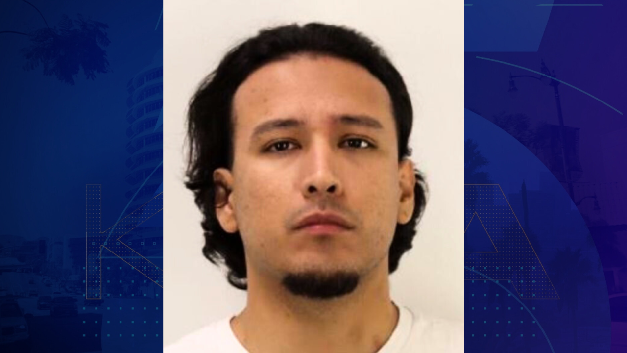 Jesse Romero, 27, of Palm Springs, is seen in a booking photo from the Palm Desert Sheriff’s Station.