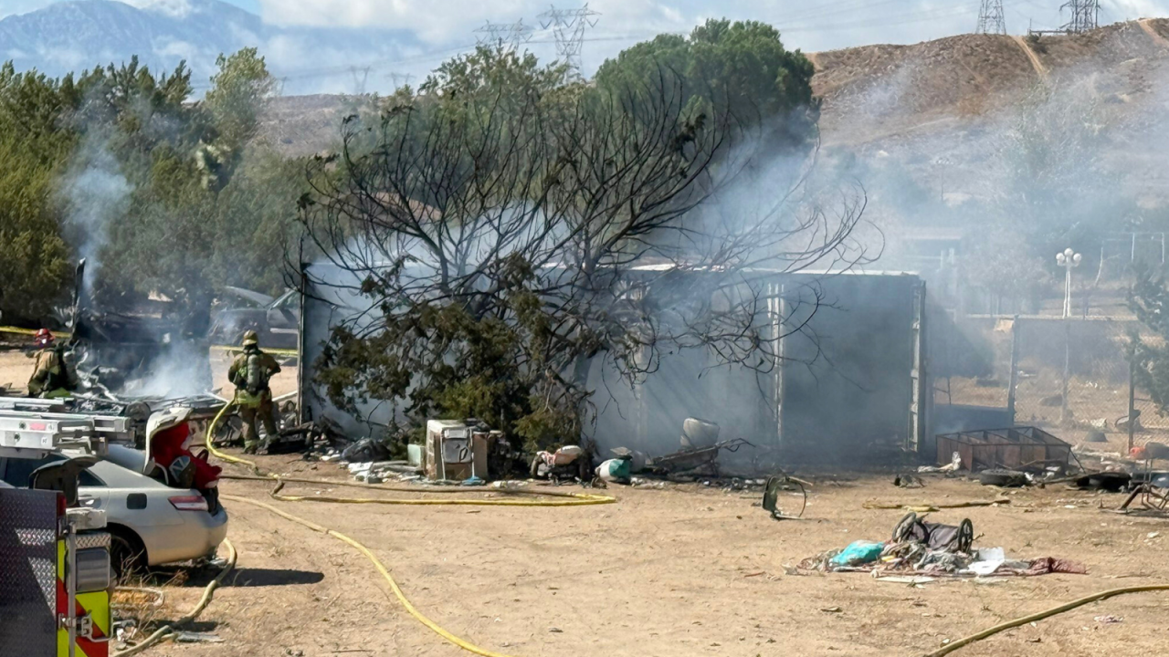 Authorities are investigating after a woman was found dead after an RV fire in San Bernardino County on Oct. 3. (San Bernardino County Fire Department)