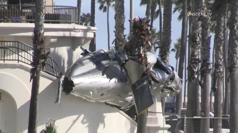 Several people were injured after a helicopter crashed in Huntington Beach on Oct. 11, 2025. (OnScene.TV)