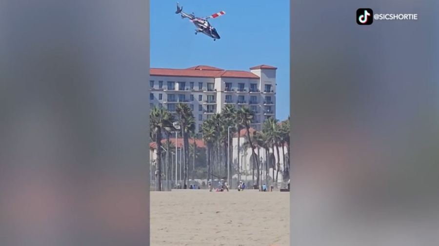 Several people were injured after a helicopter crashed onto a building in Huntington Beach on Oct. 11, 2025. (@sicshortie)
