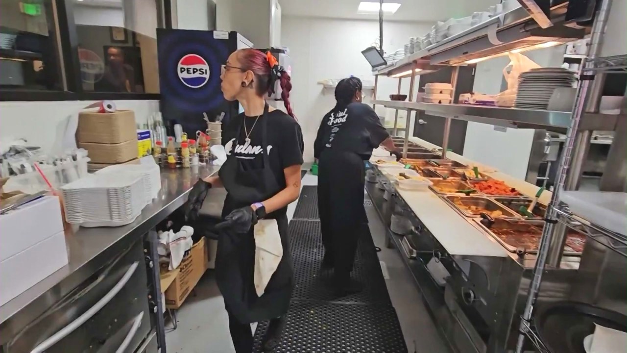 Dulan’s Soul Food Kitchen has been cooking up classics like fried chicken, mac and cheese, baked fish, meatloaf and more to hungry diners in L.A.'s Crenshaw neighborhood for more than 30 years. (KTLA)