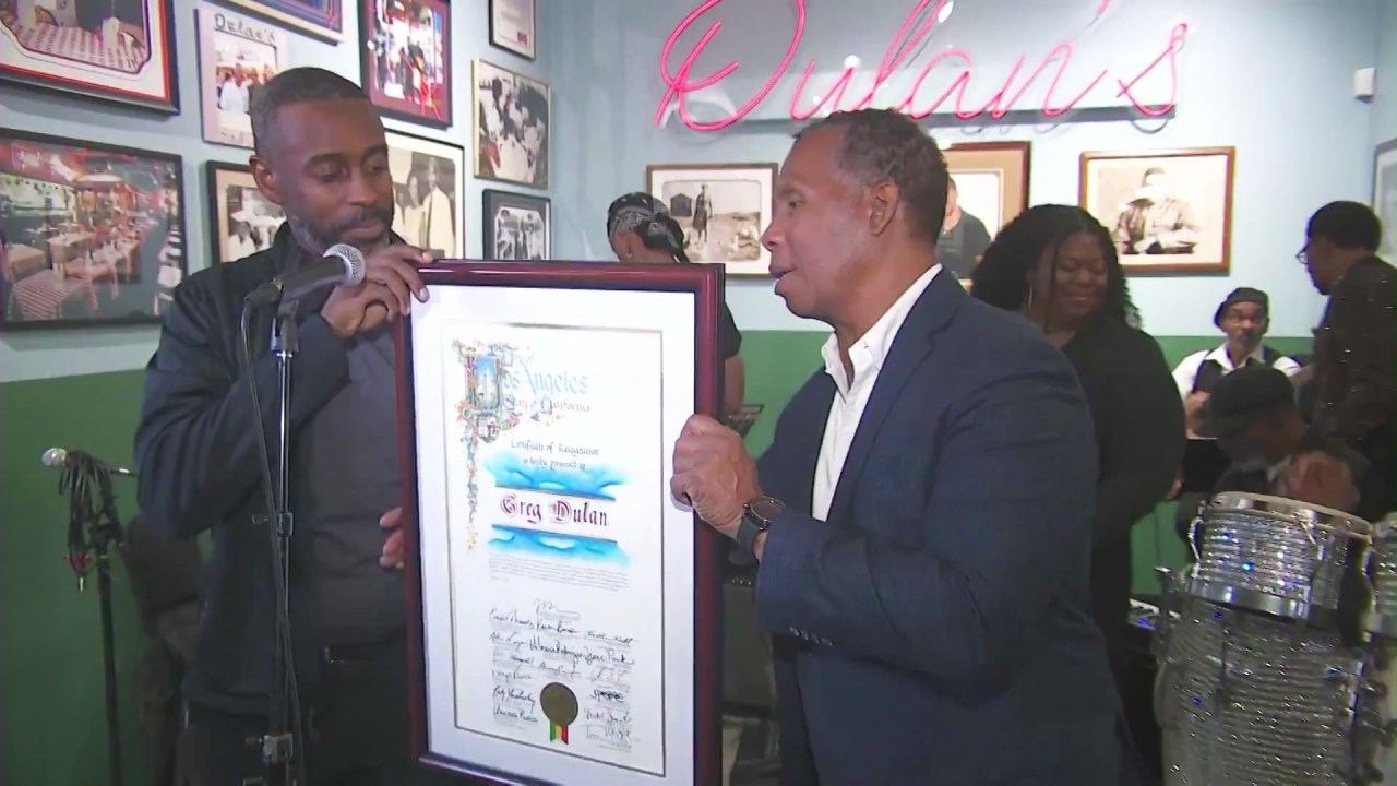 Greg Dulan, owner of Dulan’s Soul Food Kitchen, said he was overwhelmed by the community's support to save his family's restaurant. (KTLA)