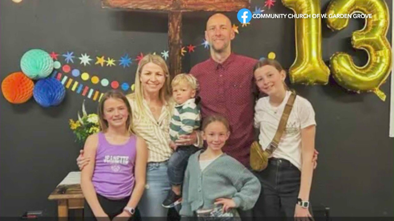 Eric Williams, 45, is seen with his wife and four young children in a family photo. (Community Church of West Garden Grove)