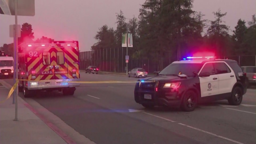 The scene of the crime in Culver City where Rima Manucharyan was killed in a hit-and-run. (KTLA)