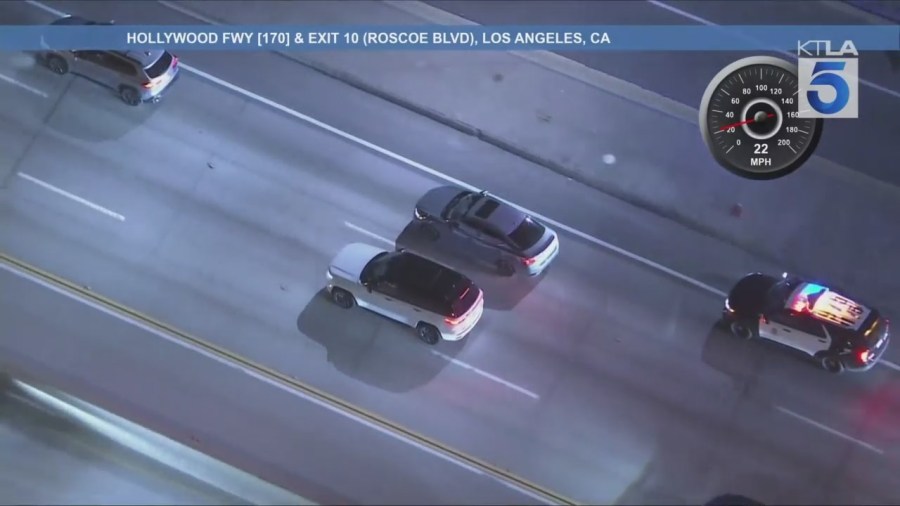 Officers chased a possible DUI suspect who may have been armed in the San Fernando Valley on Oct. 24, 2025. (KTLA)