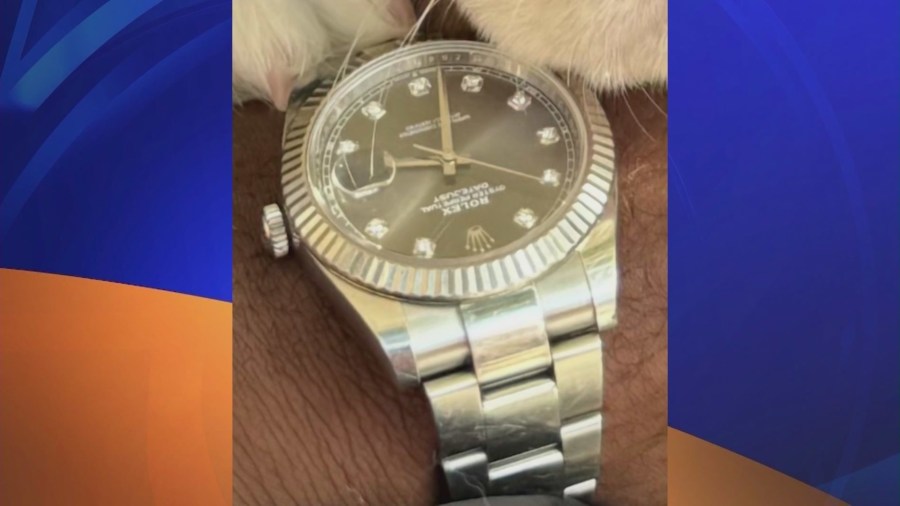 Pictured above is the Rolex watch stolen at Equinox in Studio City. (KTLA)