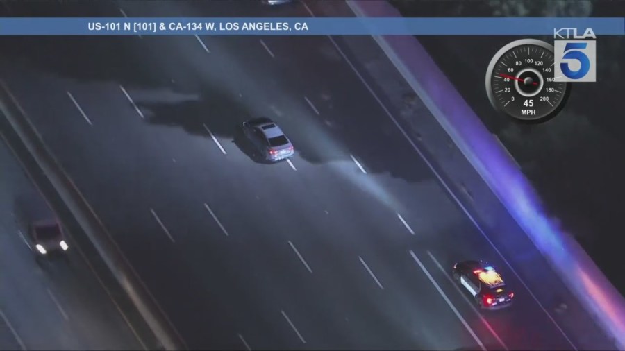 Officers chased a possible DUI suspect who may have been armed in the San Fernando Valley on Oct. 24, 2025. (KTLA)