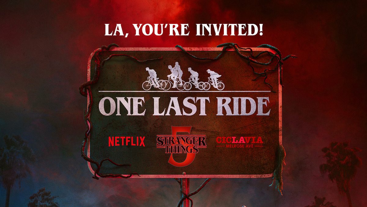 Netflix has partnered with CicLAvia on a car-free street bike and walk event on Melrose Avenue to promote the final season of "Stranger Things." (Netflix)