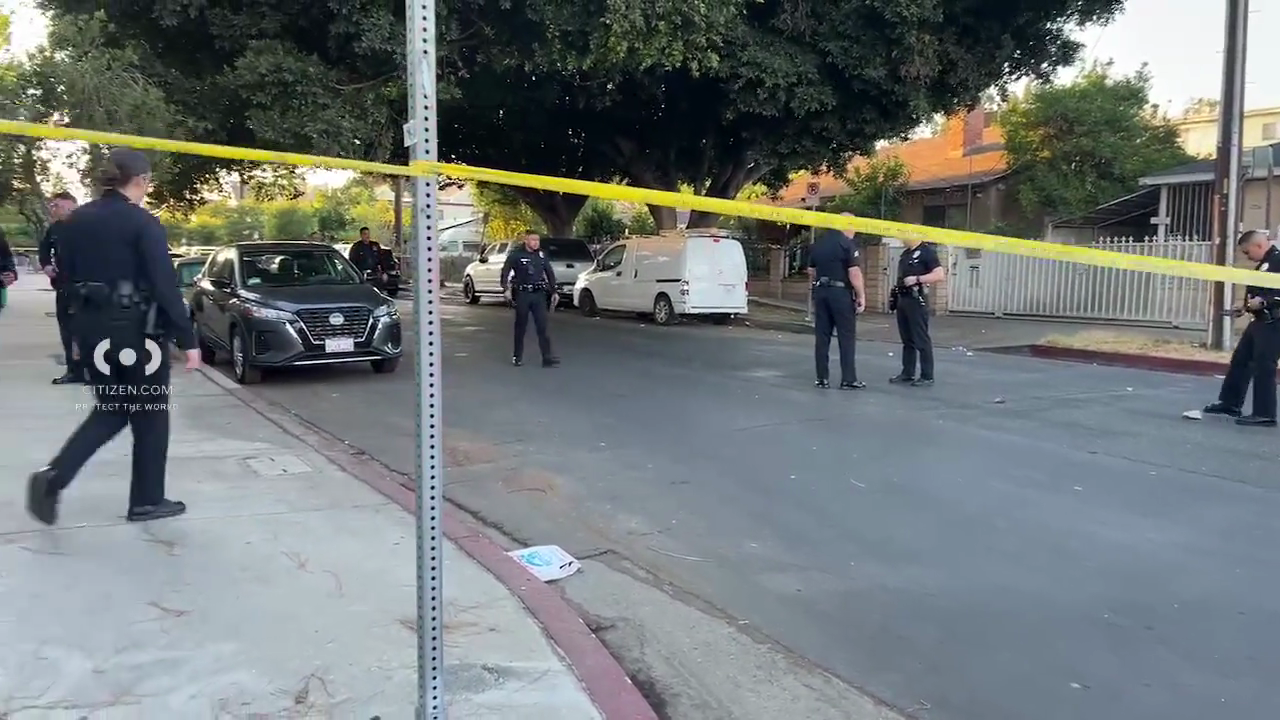 Video posted to the Citizen app shows the scene where Los Angeles police officers responded to a report of a shooting in Sun Valley on Oct. 10, 2025.